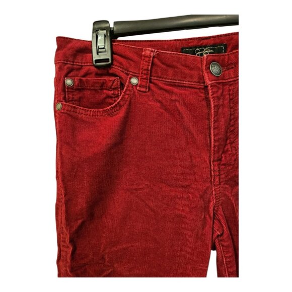 Women's Jessica Simpson Dark Red Forever Skinny Low Rise Corduroy Pants Size 30 - Picture 2 of 14